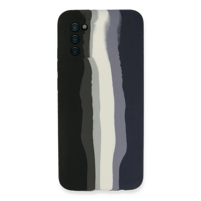 HarmonyAura  Samsung Galaxy A03s Kılıf Ebruli Lansman Silikon - Siyah-lacivert