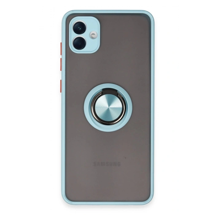 HarmonyAura  Samsung Galaxy A04 Kılıf Montreal Yüzüklü Silikon Kapak - Buz Mavi