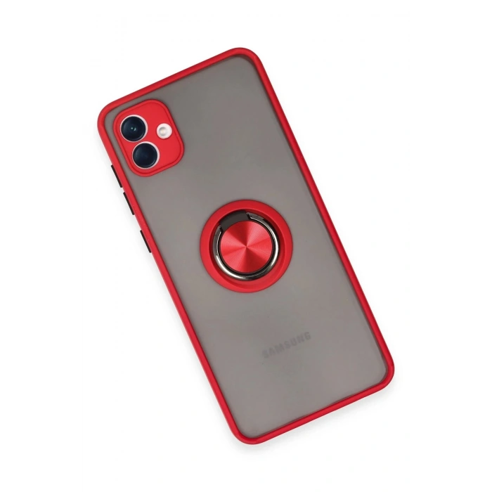 HarmonyAura  Samsung Galaxy A04 Kılıf Montreal Yüzüklü Silikon Kapak - Kırmızı