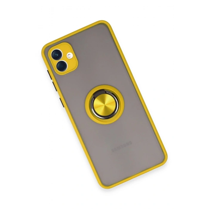 HarmonyAura  Samsung Galaxy A04 Kılıf Montreal Yüzüklü Silikon Kapak - Sarı