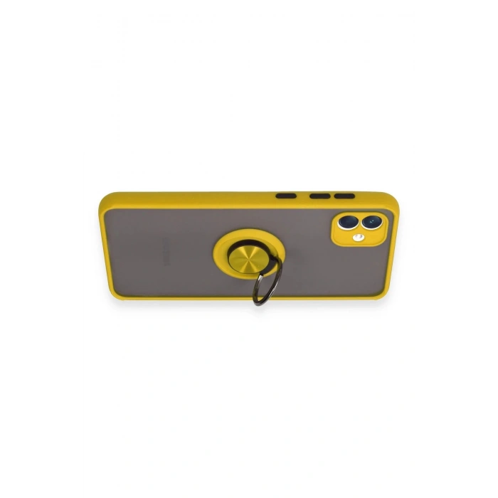 HarmonyAura  Samsung Galaxy A04 Kılıf Montreal Yüzüklü Silikon Kapak - Sarı