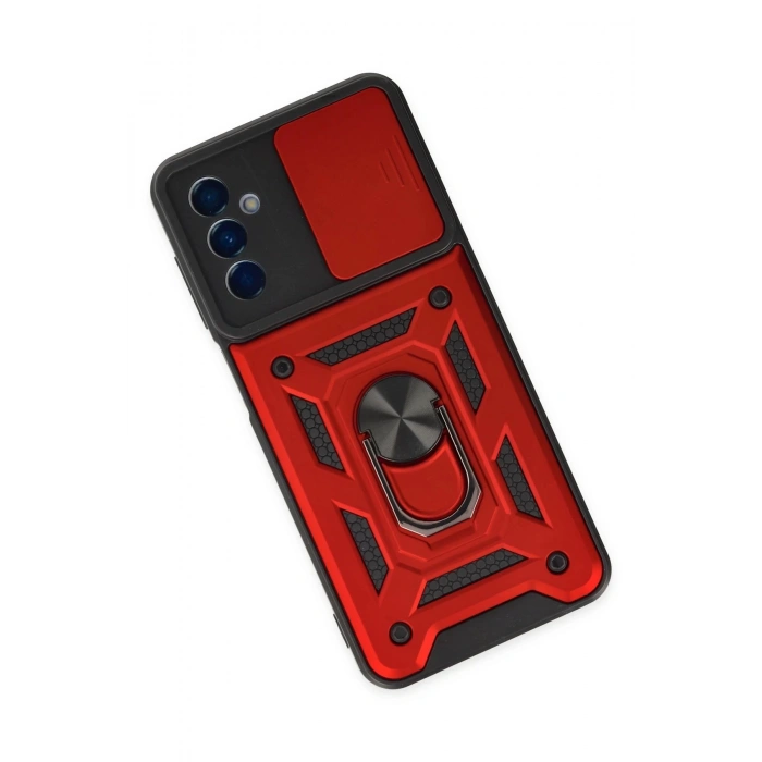 HarmonyAura  Samsung Galaxy A04s Kılıf Pars Lens Yüzüklü Silikon - Kırmızı