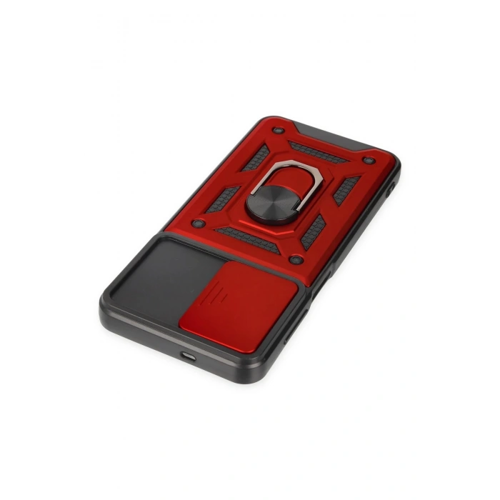 HarmonyAura  Samsung Galaxy A04s Kılıf Pars Lens Yüzüklü Silikon - Kırmızı