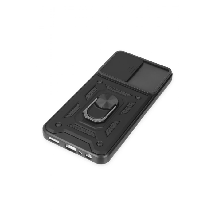 HarmonyAura  Samsung Galaxy A04s Kılıf Pars Lens Yüzüklü Silikon - Siyah