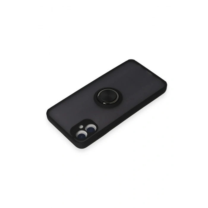 HarmonyAura  Samsung Galaxy A05 Kılıf Montreal Yüzüklü Silikon Kapak - Siyah