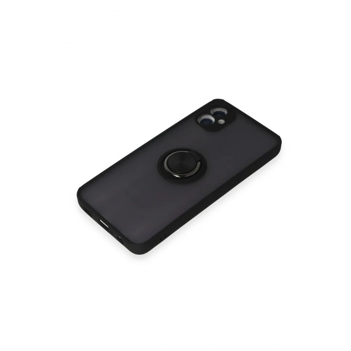 HarmonyAura  Samsung Galaxy A05 Kılıf Montreal Yüzüklü Silikon Kapak - Siyah