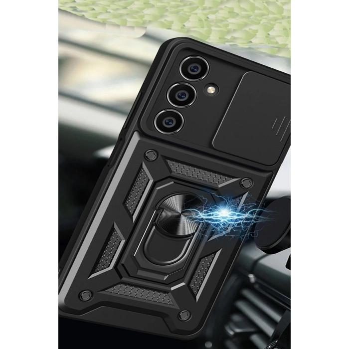 HarmonyAura  Samsung Galaxy A05s Kılıf Pars Lens Yüzüklü Silikon - Lacivert