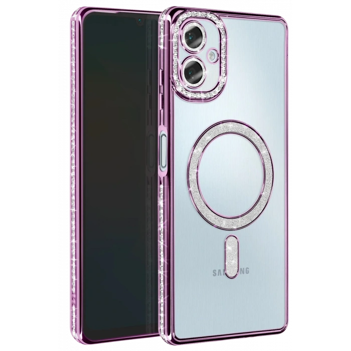 HarmonyAura Samsung Galaxy A06 Joke Simli Magneticsafe Kılıf - Derin Mor