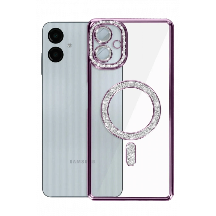 HarmonyAura Samsung Galaxy A06 Joke Simli Magneticsafe Kılıf - Derin Mor