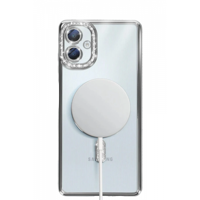 HarmonyAura Samsung Galaxy A06 Joke Simli Magneticsafe Kılıf - Gümüş