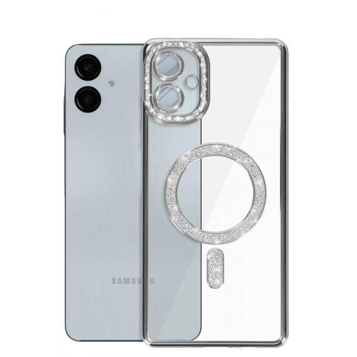 HarmonyAura Samsung Galaxy A06 Joke Simli Magneticsafe Kılıf - Gümüş