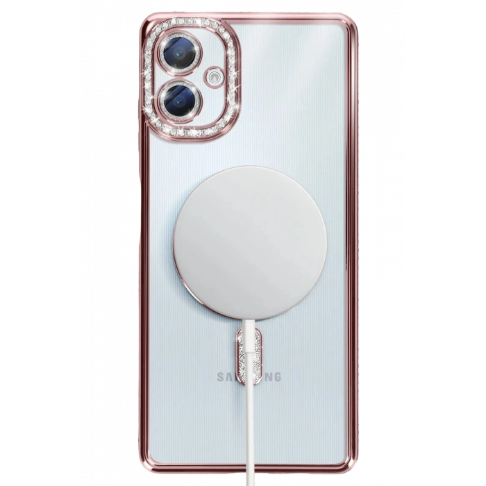 HarmonyAura Samsung Galaxy A06 Joke Simli Magneticsafe Kılıf - Pembe