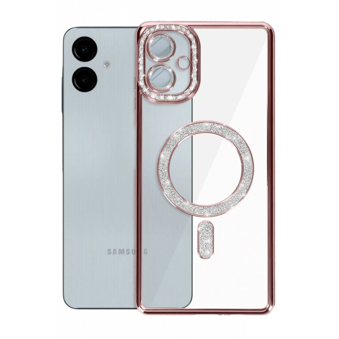 HarmonyAura Samsung Galaxy A06 Joke Simli Magneticsafe Kılıf - Pembe