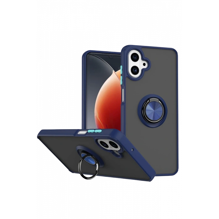 HarmonyAura Samsung Galaxy A07 4G Montreal Yüzüklü Silikon Kapak - Lacivert