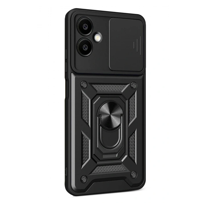 HarmonyAura Samsung Galaxy A07 4G Pars Lens Yüzüklü Silikon - Siyah