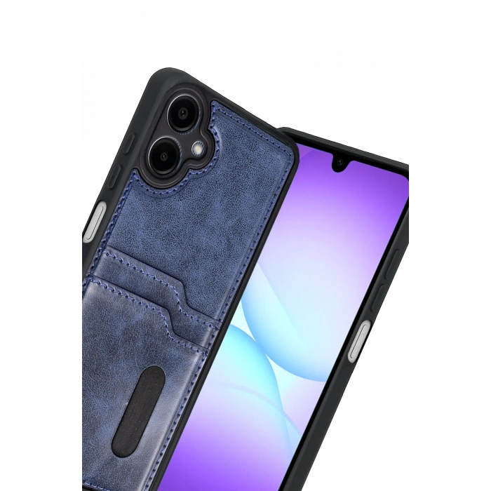 HarmonyAura Samsung Galaxy A07 4G Sara Kartvizitli Deri Kılıf - Lacivert