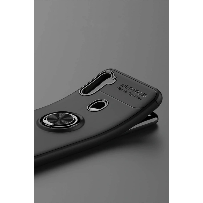 HarmonyAura  Samsung Galaxy A11 Kılıf Range Yüzüklü Silikon - Siyah-kırmızı