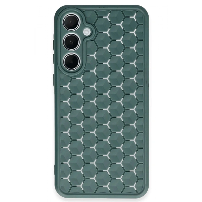 HarmonyAura  Samsung Galaxy A15 4g Kılıf Petek Silikon Kapak - Koyu Yeşil