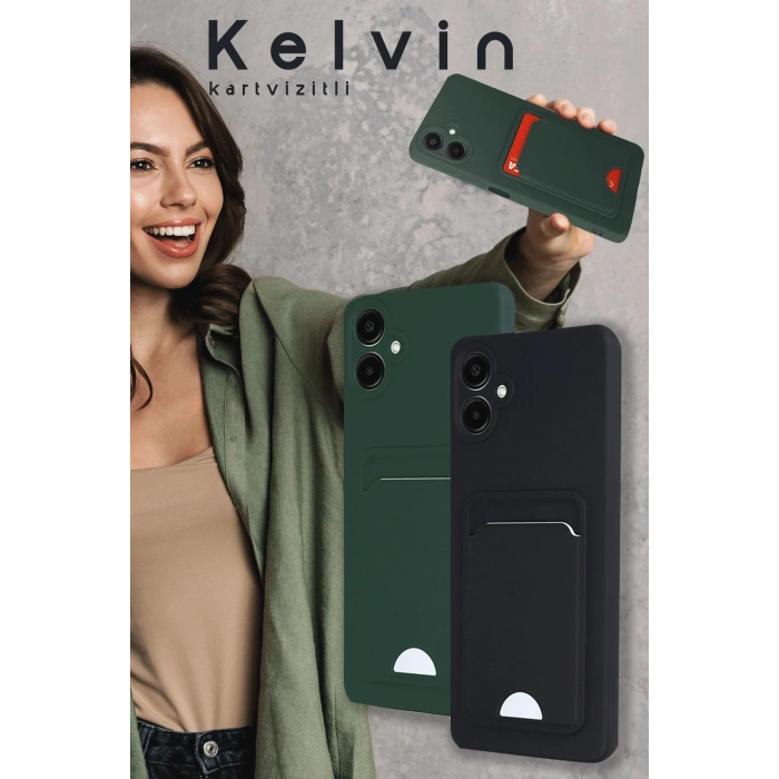 HarmonyAura  Samsung Galaxy A16 5g Kılıf Kelvin Kartvizitli Silikon - Lacivert