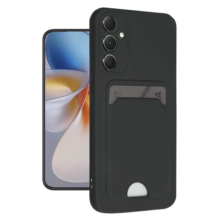 HarmonyAura  Samsung Galaxy A16 5g Kılıf Kelvin Kartvizitli Silikon - Siyah