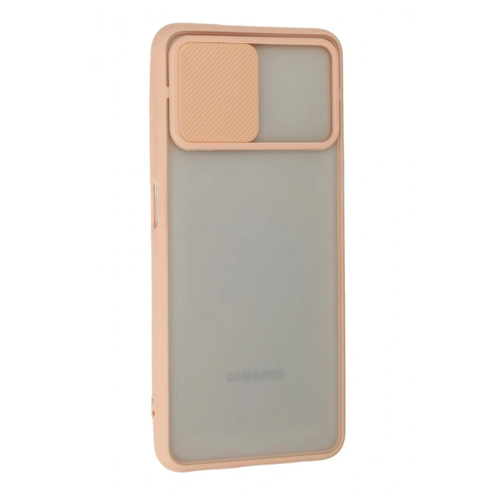 HarmonyAura  Samsung Galaxy A22 Kılıf Palm Buzlu Kamera Sürgülü Silikon - Pembe
