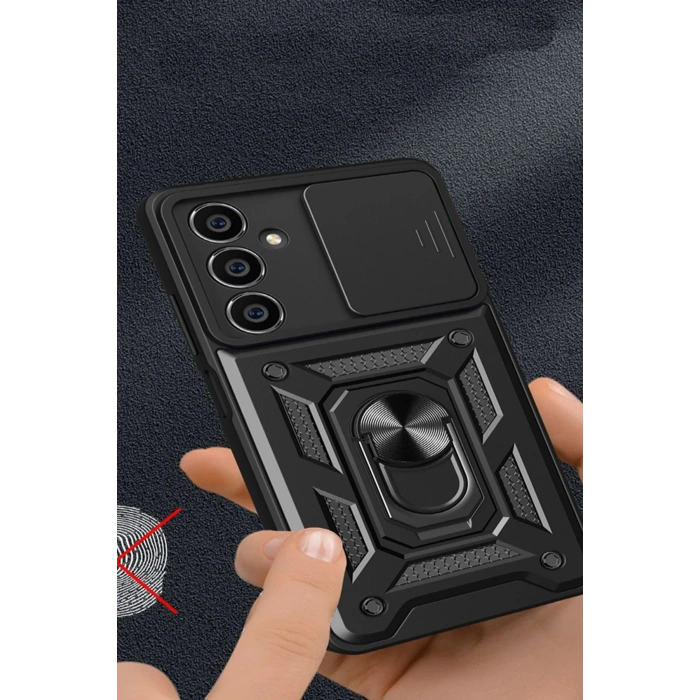 HarmonyAura  Samsung Galaxy A25 5g Kılıf Pars Lens Yüzüklü Silikon - Lacivert