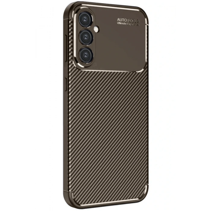 HarmonyAura Samsung Galaxy A26 Kılıf Auto Focus Karbon Kapak - Kahverengi