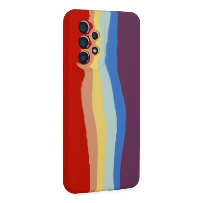 HarmonyAura  Samsung Galaxy A53 5g Kılıf Ebruli Lansman Silikon - Kırmızı-mor