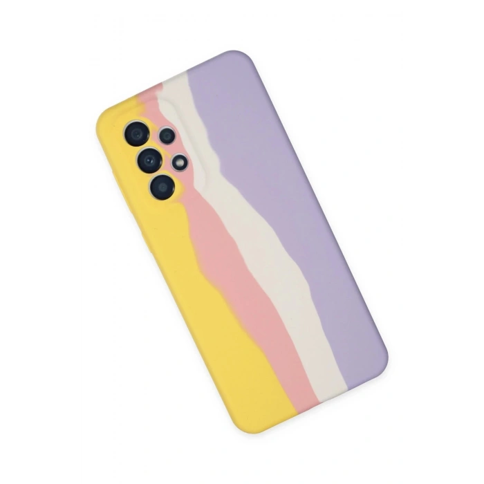 HarmonyAura  Samsung Galaxy A53 5g Kılıf Ebruli Lansman Silikon - Sarı-mavi