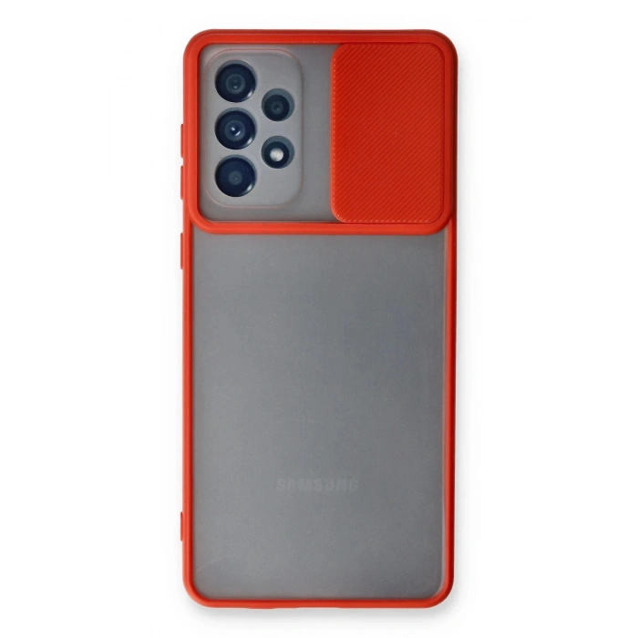 HarmonyAura  Samsung Galaxy A53 5g Kılıf Palm Buzlu Kamera Sürgülü Silikon - Kırmızı