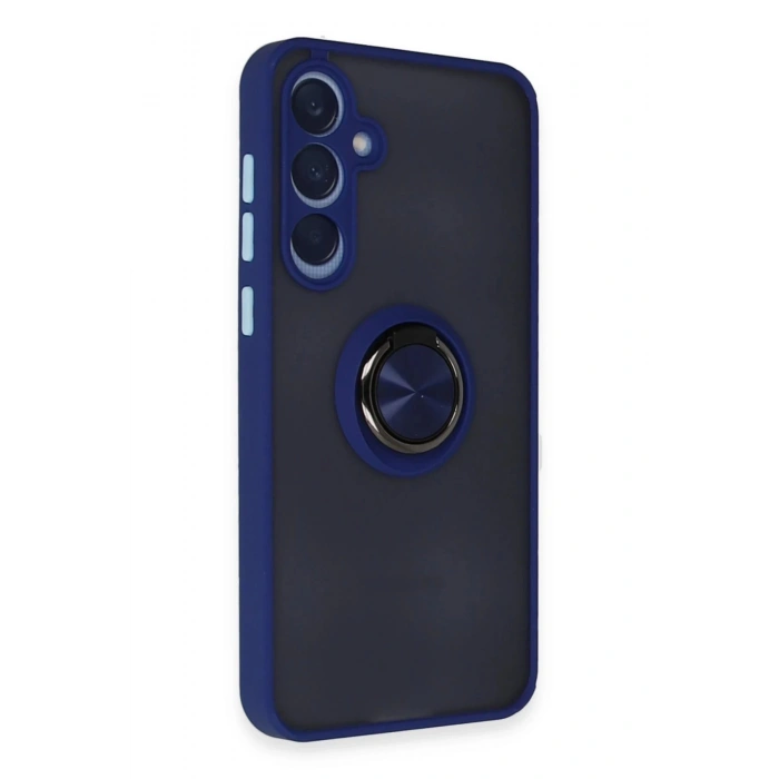HarmonyAura  Samsung Galaxy A55 5g Kılıf Montreal Yüzüklü Silikon Kapak - Lacivert