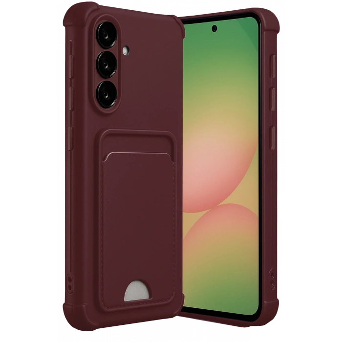 HarmonyAura Samsung Galaxy A56 Kılıf Kelvin Kartvizitli Silikon - Bordo