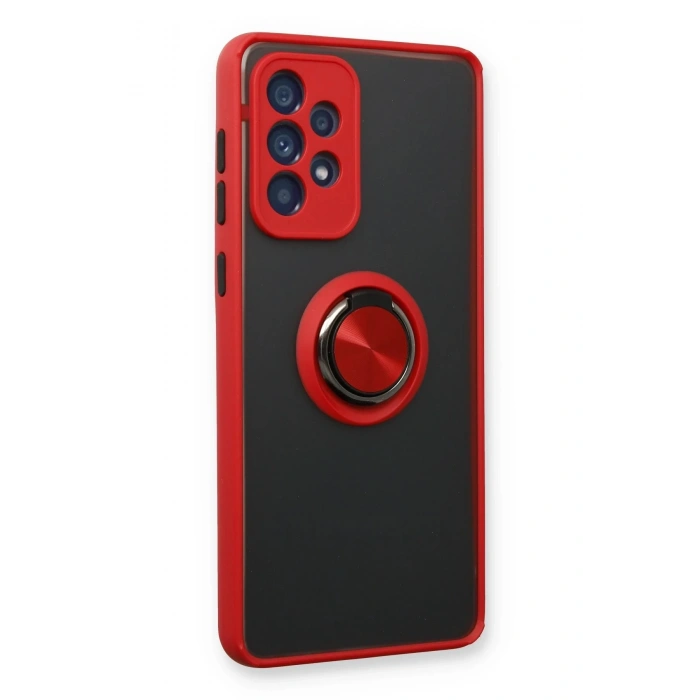 HarmonyAura  Samsung Galaxy A73 5g Kılıf Montreal Yüzüklü Silikon Kapak - Kırmızı