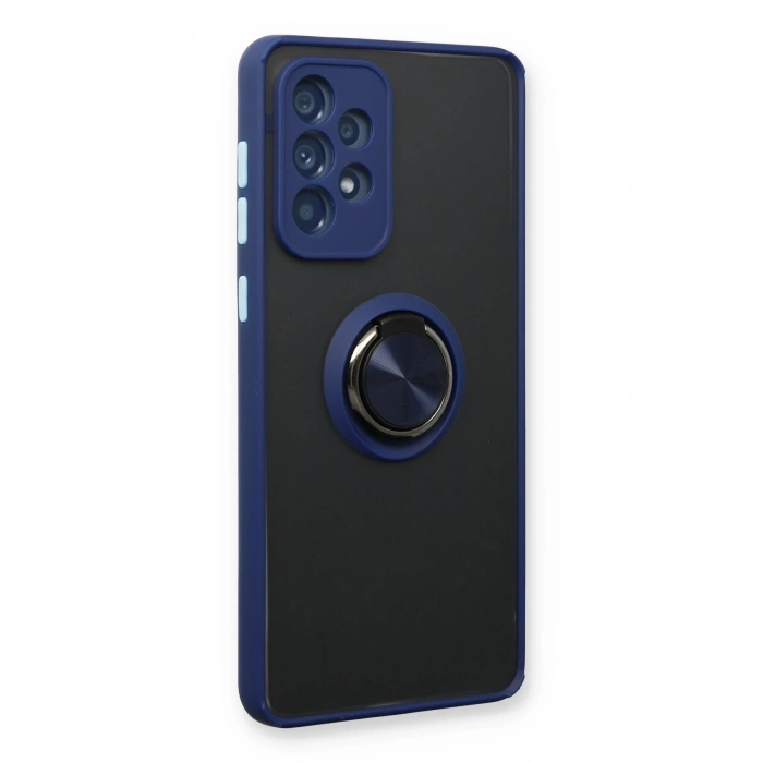 HarmonyAura  Samsung Galaxy A73 5g Kılıf Montreal Yüzüklü Silikon Kapak - Lacivert