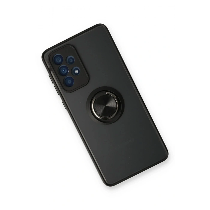 HarmonyAura  Samsung Galaxy A73 5g Kılıf Montreal Yüzüklü Silikon Kapak - Siyah