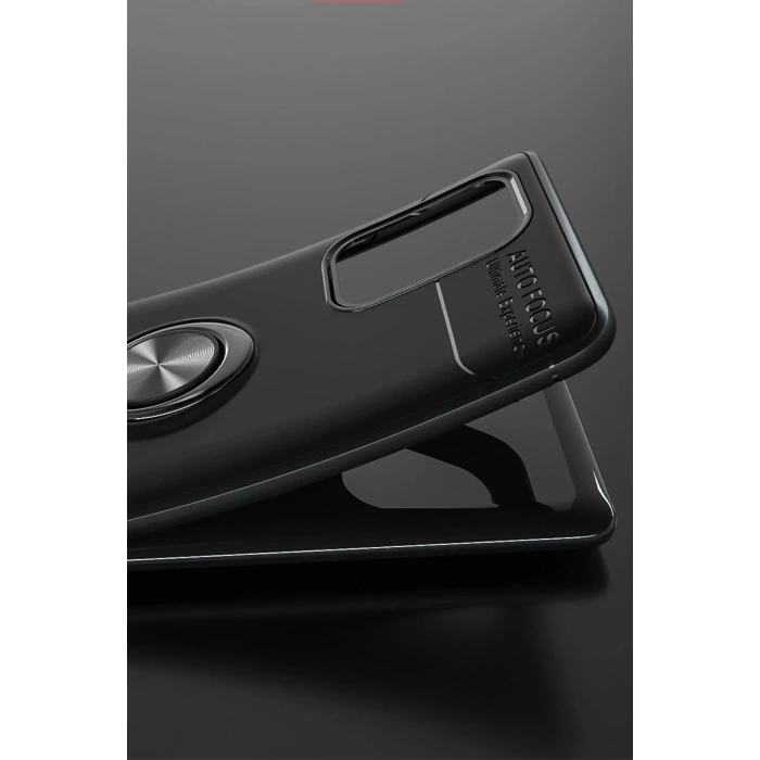 HarmonyAura  Samsung Galaxy A91 / S10 Lite Kılıf Range Yüzüklü Silikon - Mavi