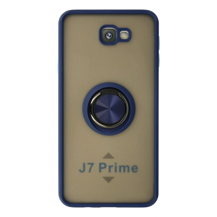 HarmonyAura  Samsung Galaxy J7 Prime Kılıf Montreal Yüzüklü Silikon Kapak - Lacivert