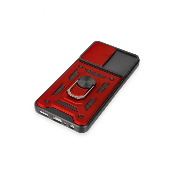 HarmonyAura  Samsung Galaxy M14 5g Kılıf Pars Lens Yüzüklü Silikon - Kırmızı