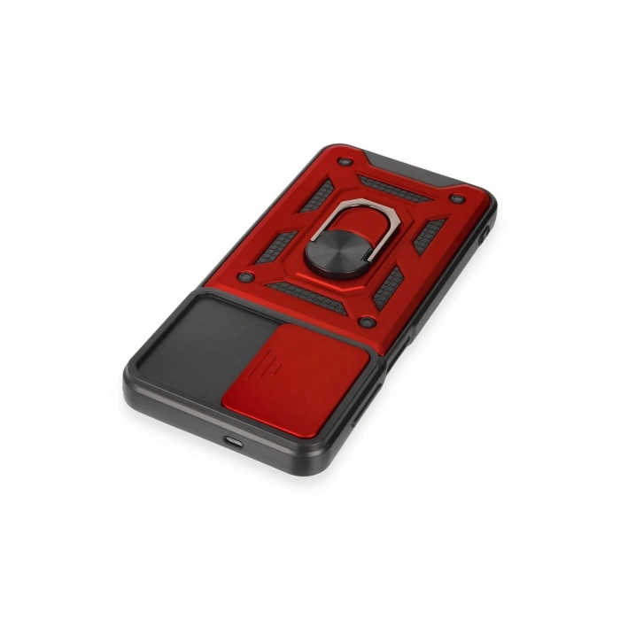 HarmonyAura  Samsung Galaxy M14 5g Kılıf Pars Lens Yüzüklü Silikon - Kırmızı