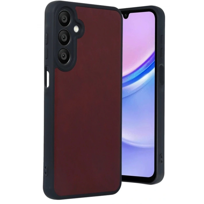 HarmonyAura  Samsung Galaxy M15 Kılıf Aras Deri Kapak - Bordo