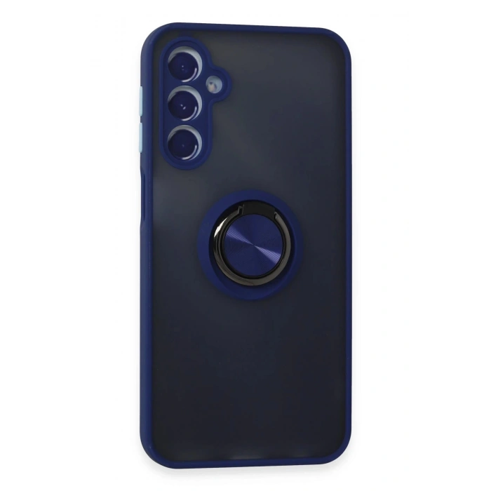 HarmonyAura  Samsung Galaxy M34 5g Kılıf Montreal Yüzüklü Silikon Kapak - Lacivert