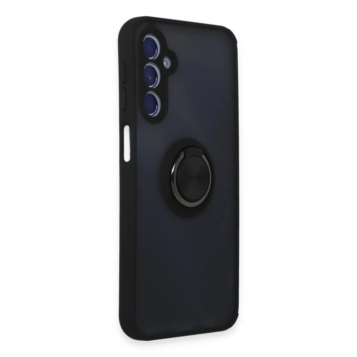 HarmonyAura  Samsung Galaxy M34 5g Kılıf Montreal Yüzüklü Silikon Kapak - Siyah