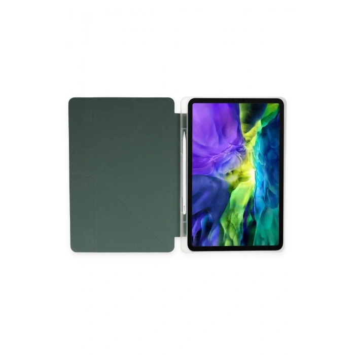 HarmonyAura  Samsung Galaxy P610 Tab S6 Lite 10.4 Kılıf Kalemlikli Mars Tablet Kılıfı - Koyu Yeşil