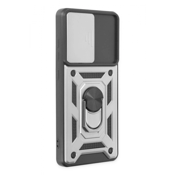 HarmonyAura  Samsung Galaxy S20 Fe Kılıf Pars Lens Yüzüklü Silikon - Gümüş