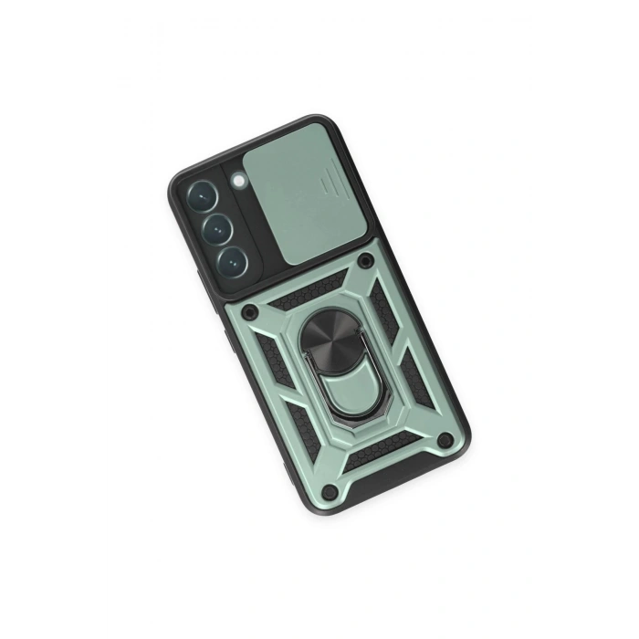 HarmonyAura  Samsung Galaxy S23 Kılıf Pars Lens Yüzüklü Silikon - Yeşil