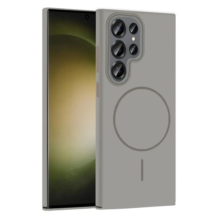 HarmonyAura Samsung Galaxy S23 Ultra Broş Magsafe Kapak - Titan Gri