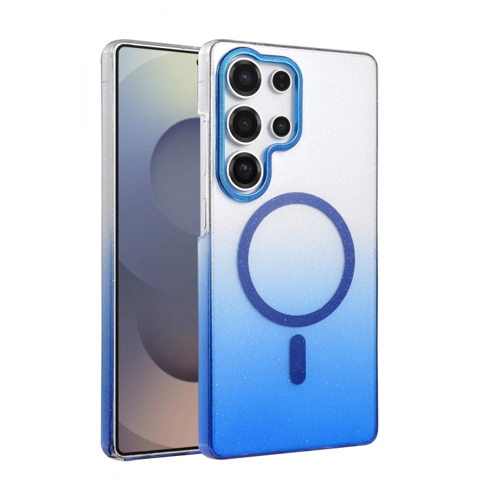HarmonyAura Samsung Galaxy S23 Ultra Glossy Magsafe Kapak - Mavi