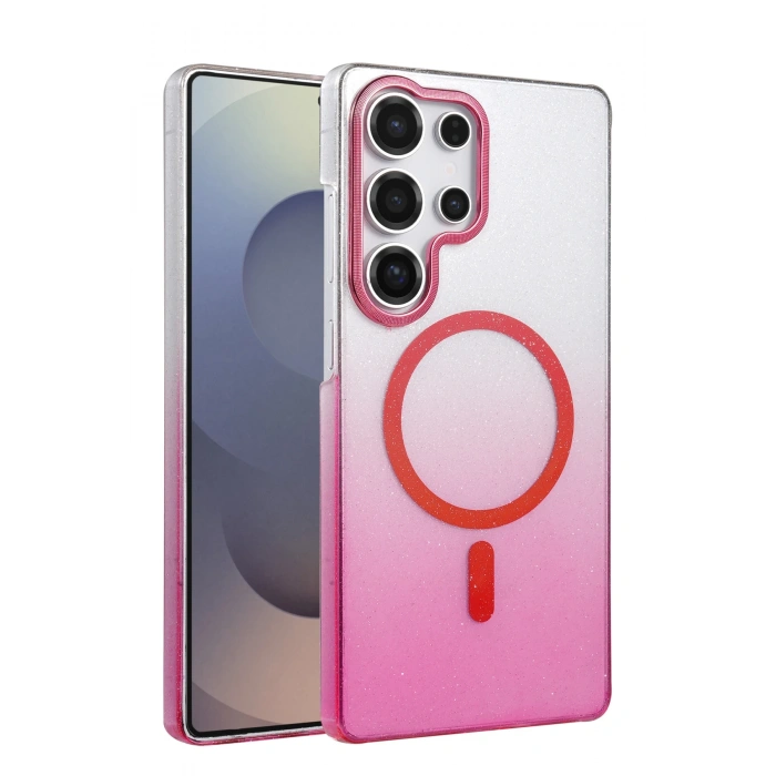 HarmonyAura Samsung Galaxy S23 Ultra Glossy Magsafe Kapak - Pembe