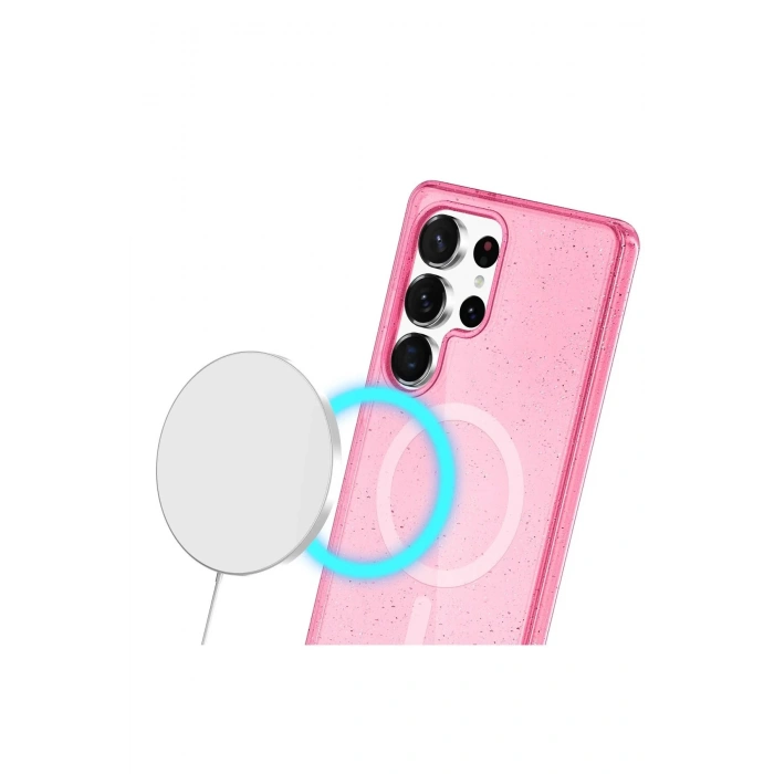 HarmonyAura  Samsung Galaxy S23 Ultra Kılıf Glow Magsafe Kapak - Pembe