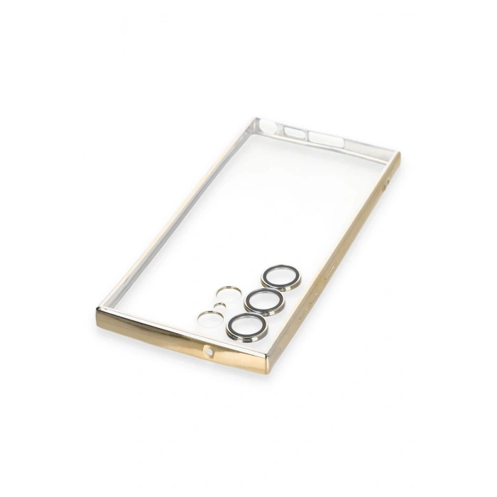 HarmonyAura  Samsung Galaxy S23 Ultra Kılıf Lensli Silikon - Gold